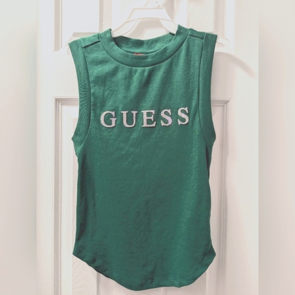 🎈NWT - GUESS Eliza Rhinestone Logo Tank Top - Picture 1 of 7